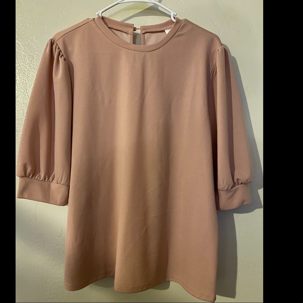 Puff sleeve casual solid top